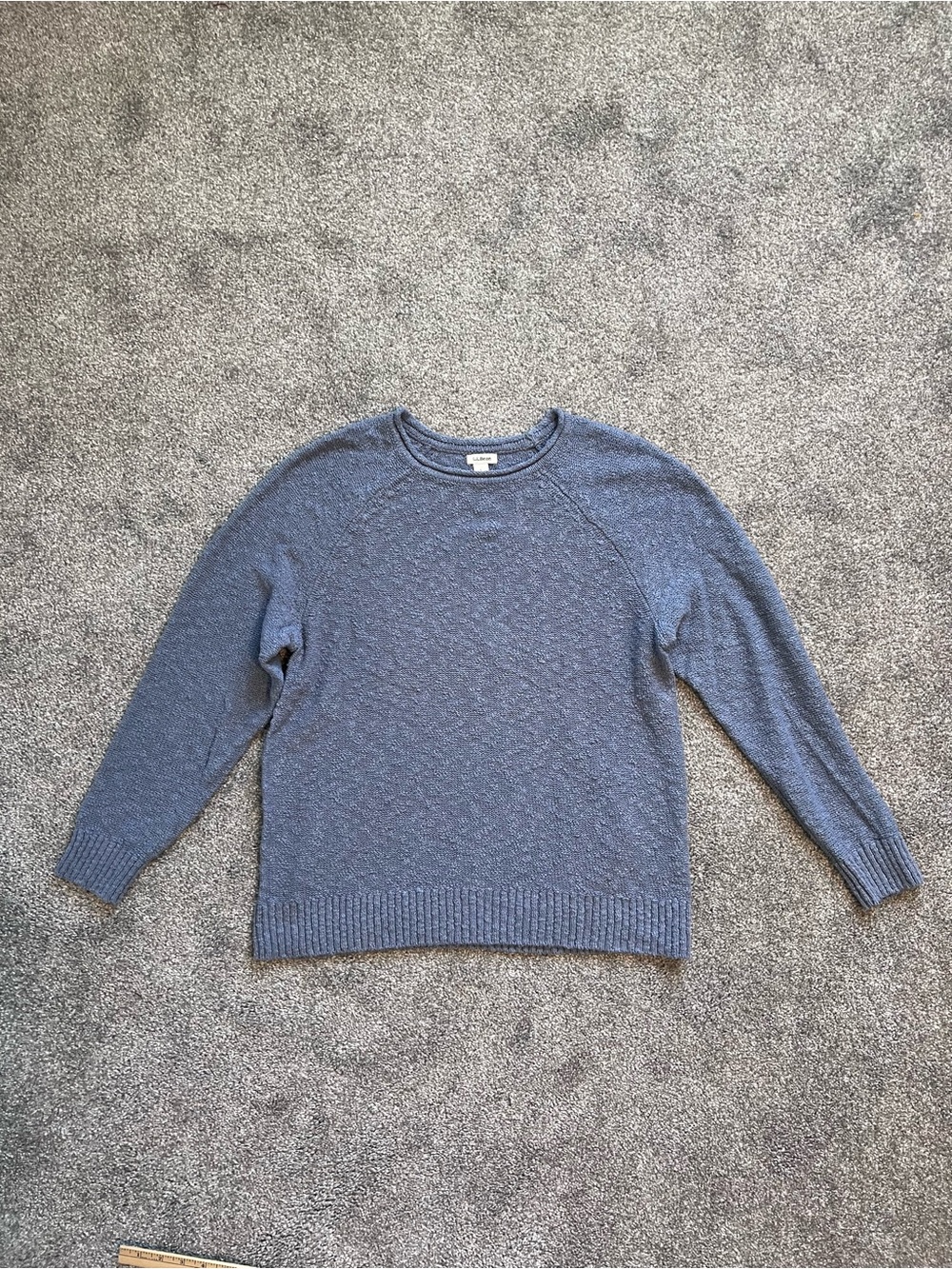 L.L. Bean Blue Midweight Cotton Slub Rollneck Pullover Sweater Size L